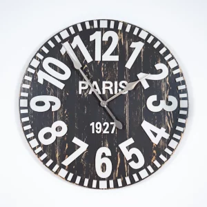 Zegar ścienny średnica 90 cm. szary z białymi cyframi arabskimi, w stylu retro, rustykalnym.