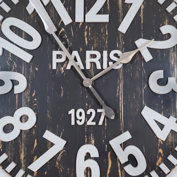Zegar ścienny średnica 90 cm. szary z białymi cyframi arabskimi, w stylu retro, rustykalnym.
